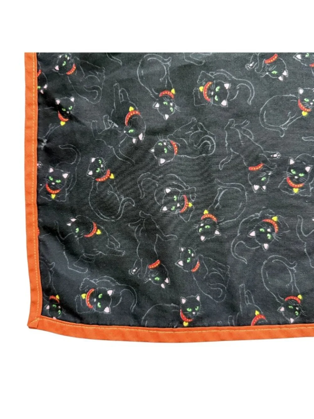 VTG Black Cat Halloween Square Card Table Tablecloth Cotton Whimsigoth Witchy